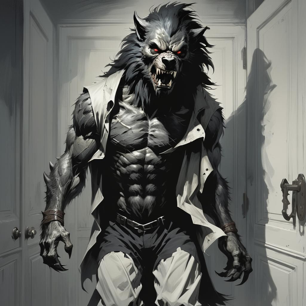 Sinister Werewolf Portrait in a Dynamic Style