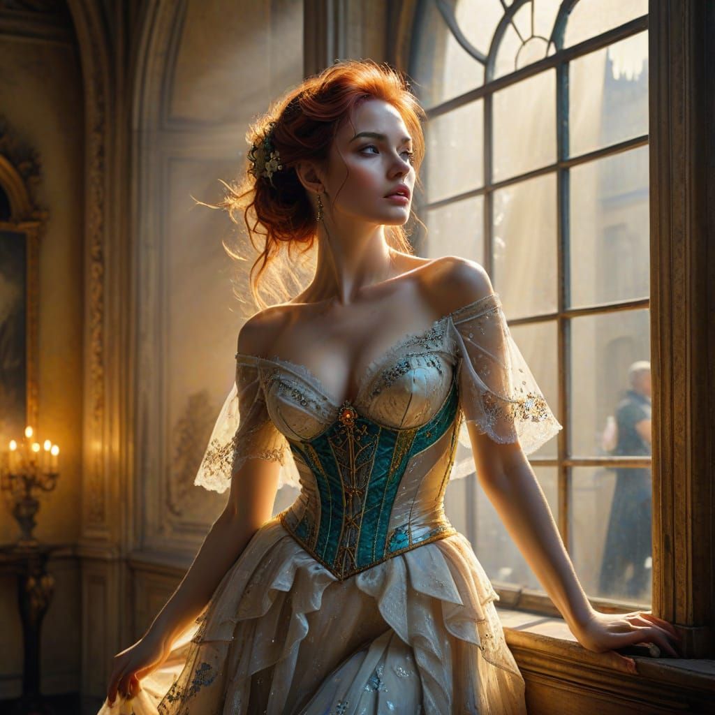 Glamorous Bride in Golden Chiaroscuro