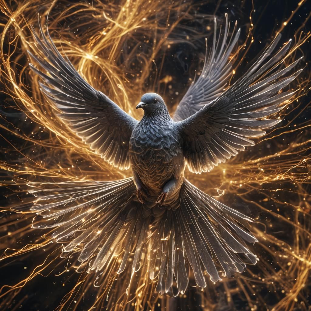Ethereal Steel Wool Dove in Dreamlike Digital Art
