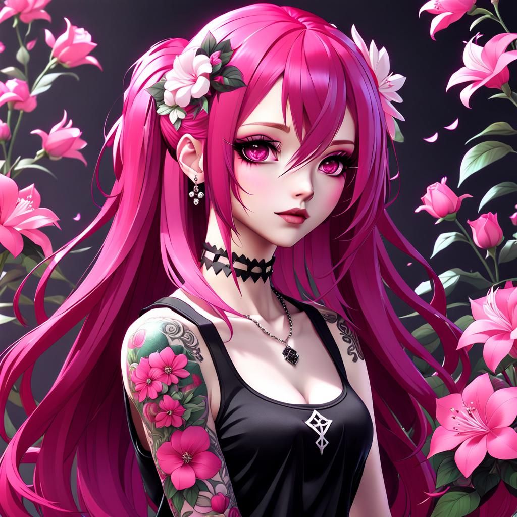 Anime girl with pink hair
