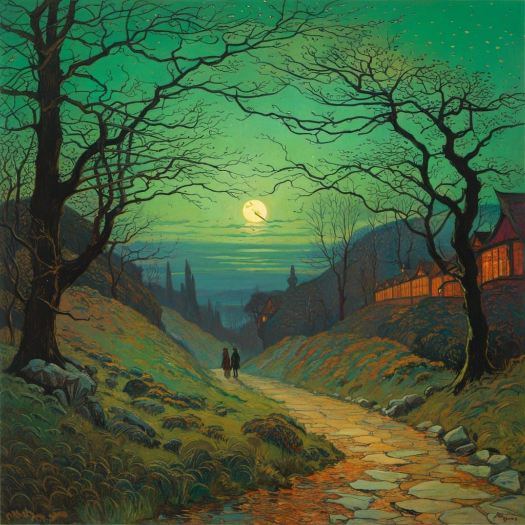 Ethereal Moonlit River Landscape in Luminist Style