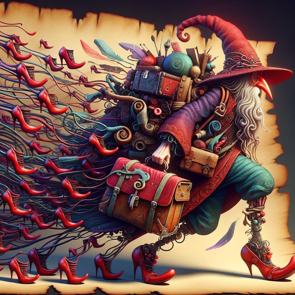 Wizard Emerges from Parchment in Fantasy Art Style