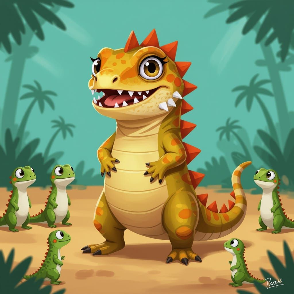 Funny Lizard in Dinosaur Costume, Master of Disguise