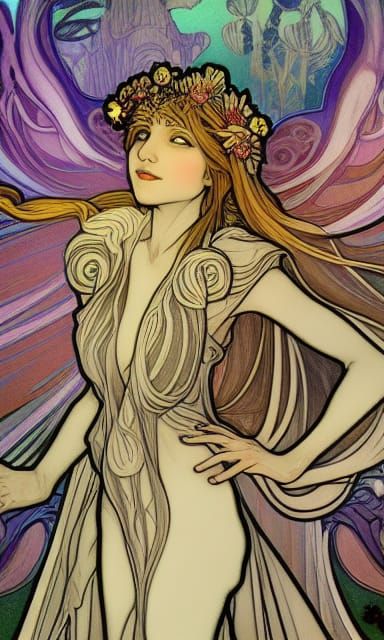 Fantasy Nature Goddess in Renaissance Style