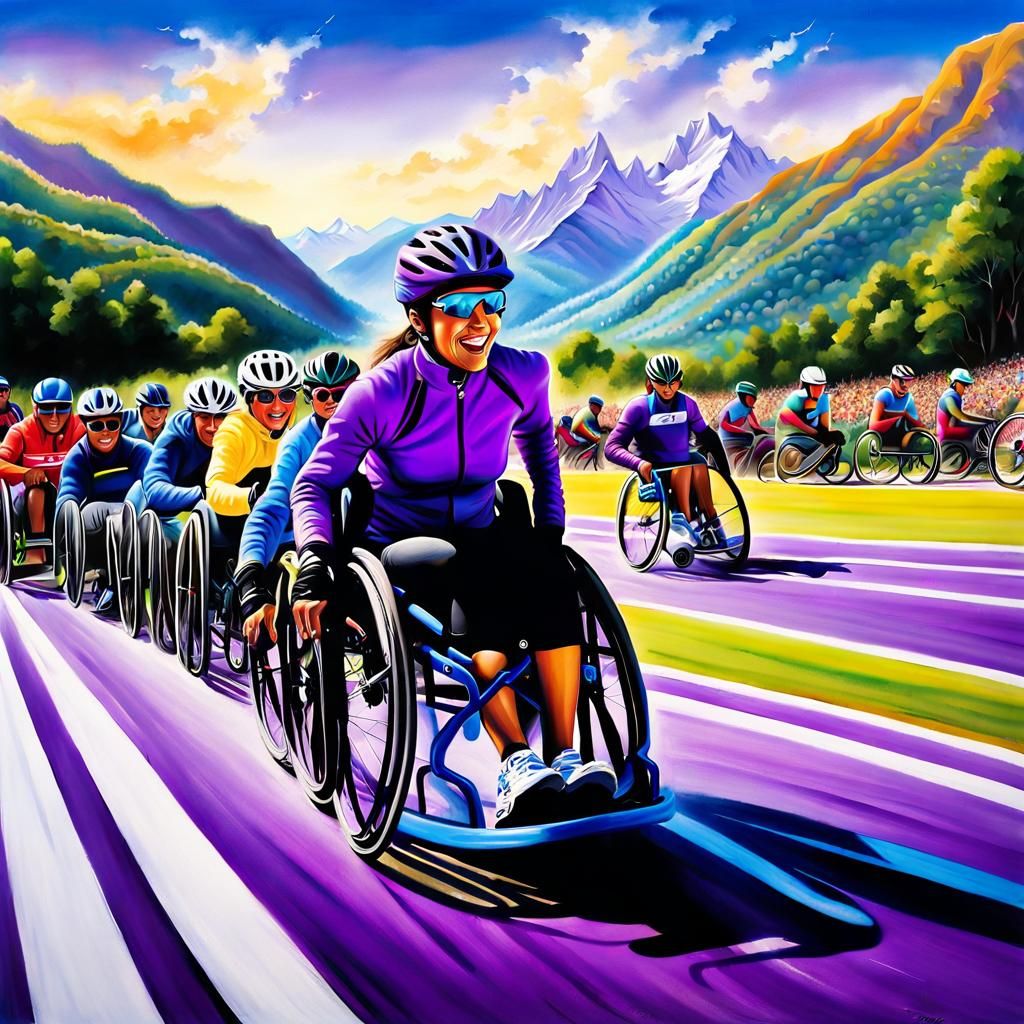 Wheelchair Race in Toanlism Airbrush Art Style