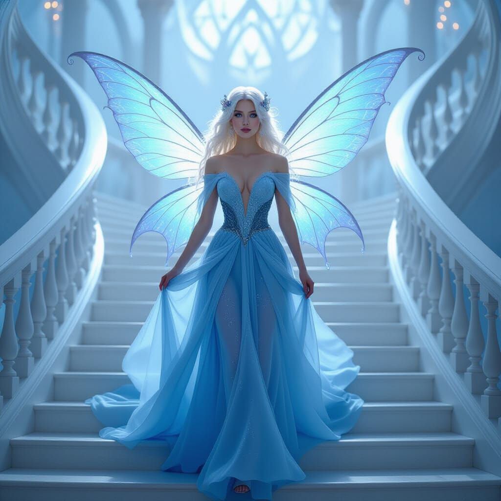 Ethereal Fairy Descending a Grand Staircase