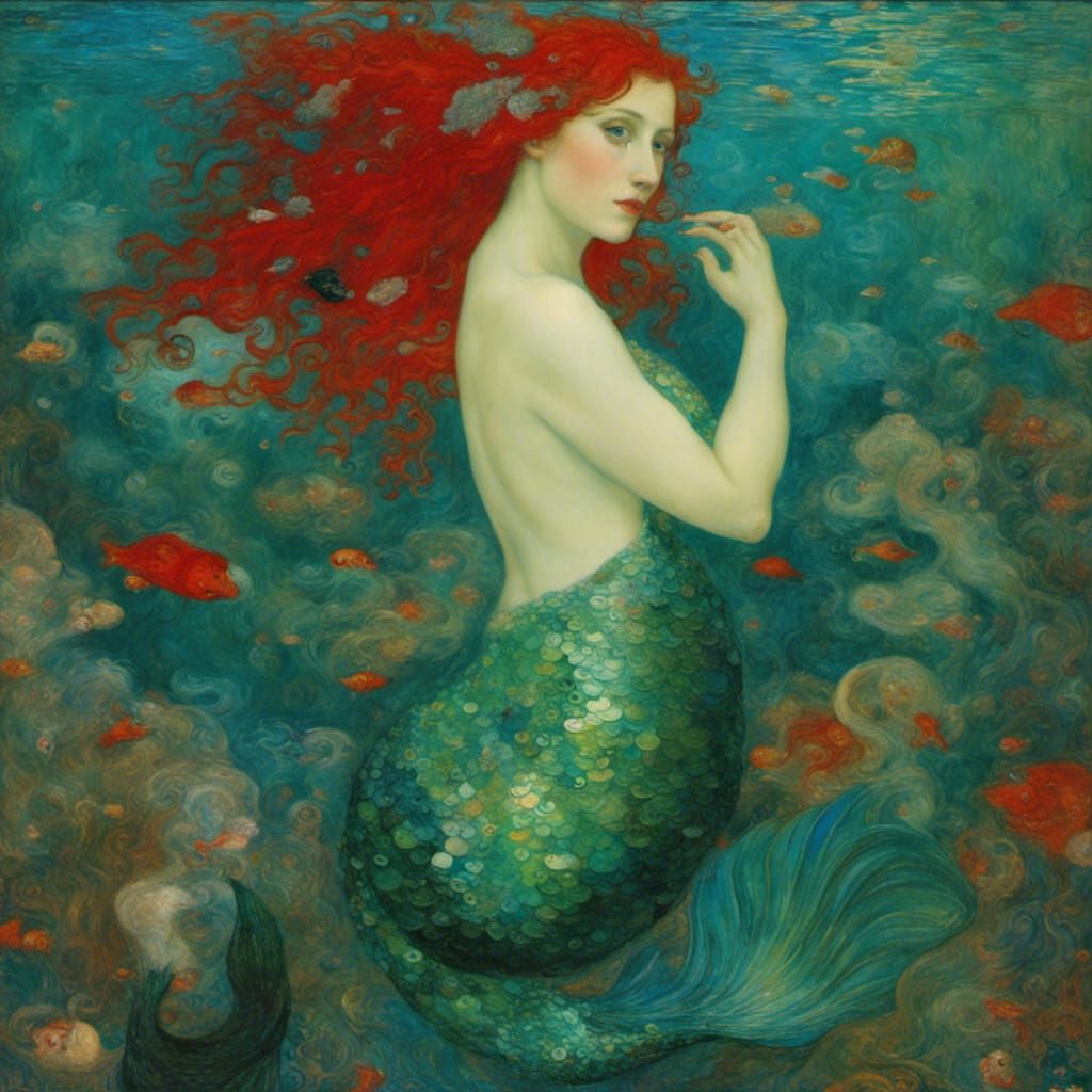 pregnant mermaid with red hair