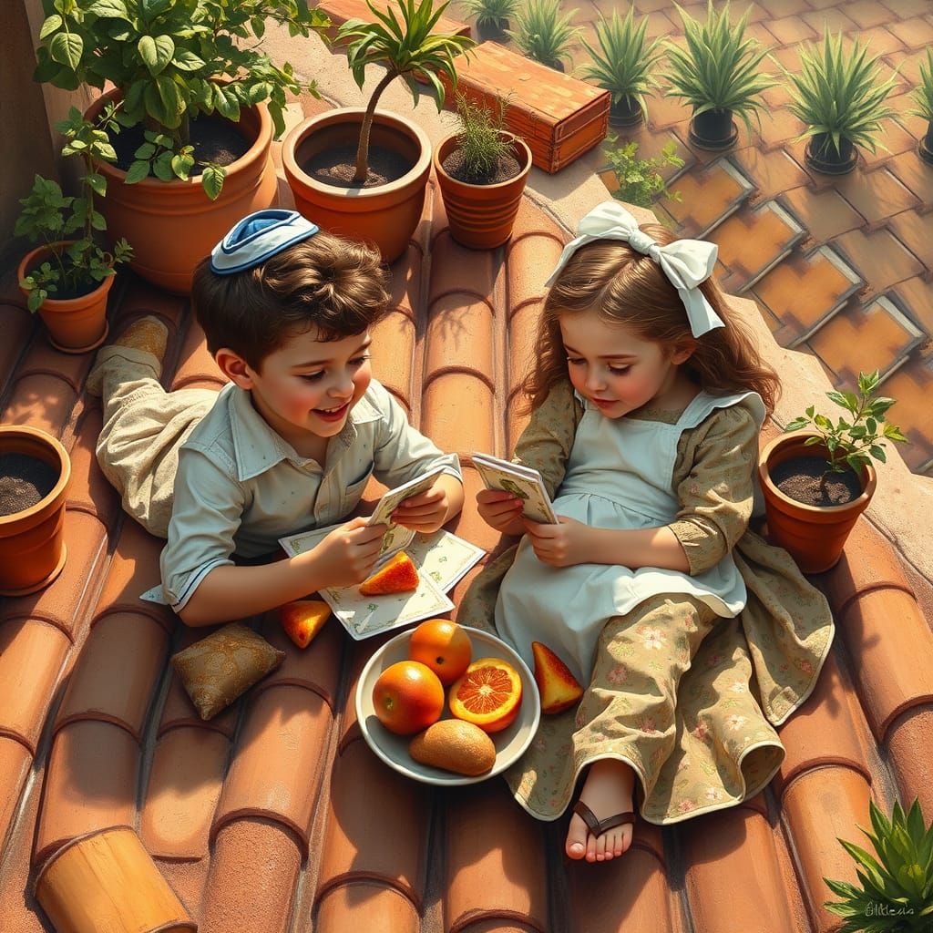 Idyllic Summer Afternoon Scene in Oil Paint Style