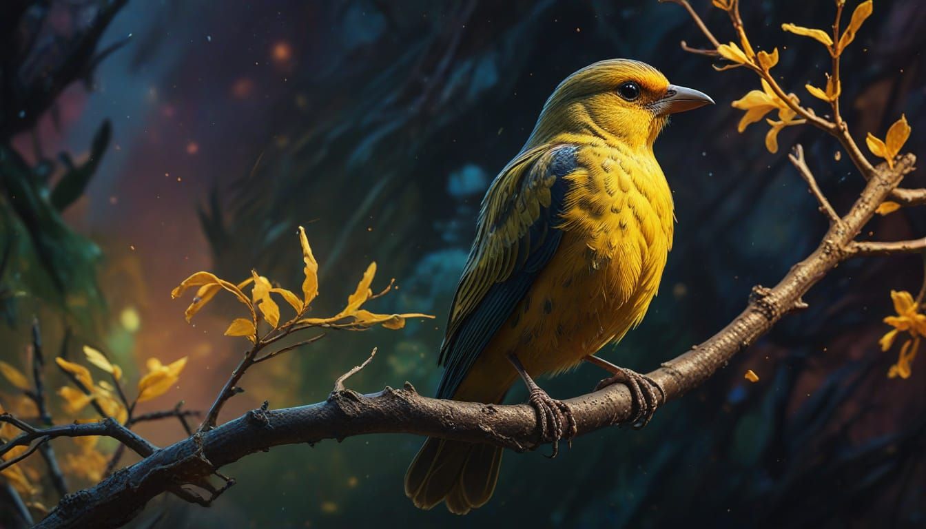 Yellow-Spectacled Heleia Bird in Vibrant Splash Art Style
