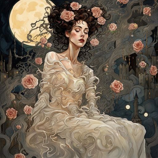 Woman Embracing the Moon's Glow