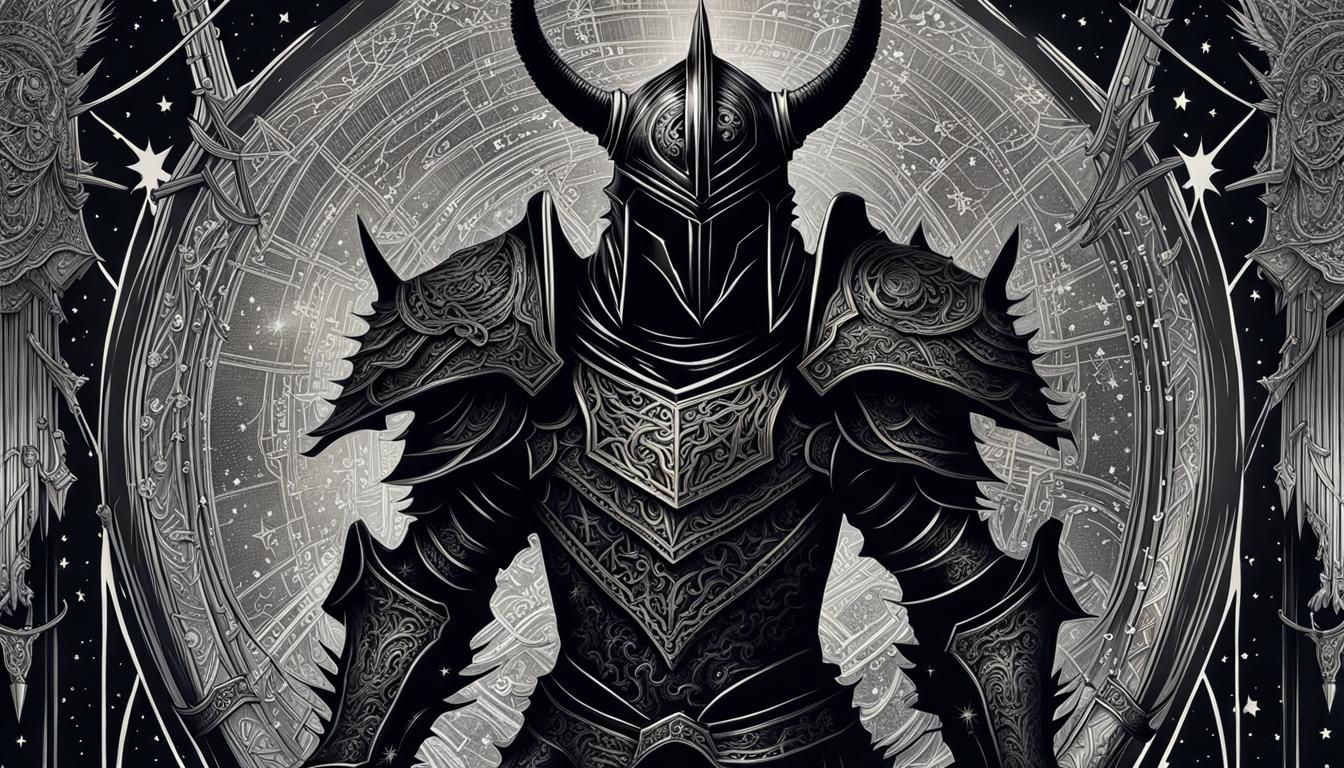 Hell Knight with Constellation Background in Detailed Sketch