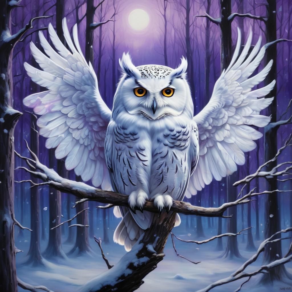 Whimsical Snow White Owl with Illuminating Crown