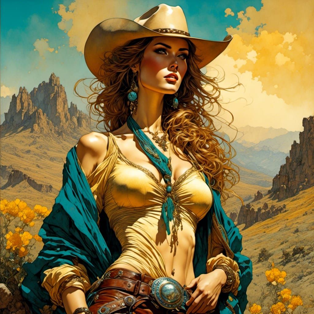 Edgy Cowboy: Emotional Full Body View