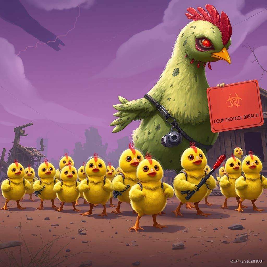 Towering Zombie Chick Leads its Henchmen