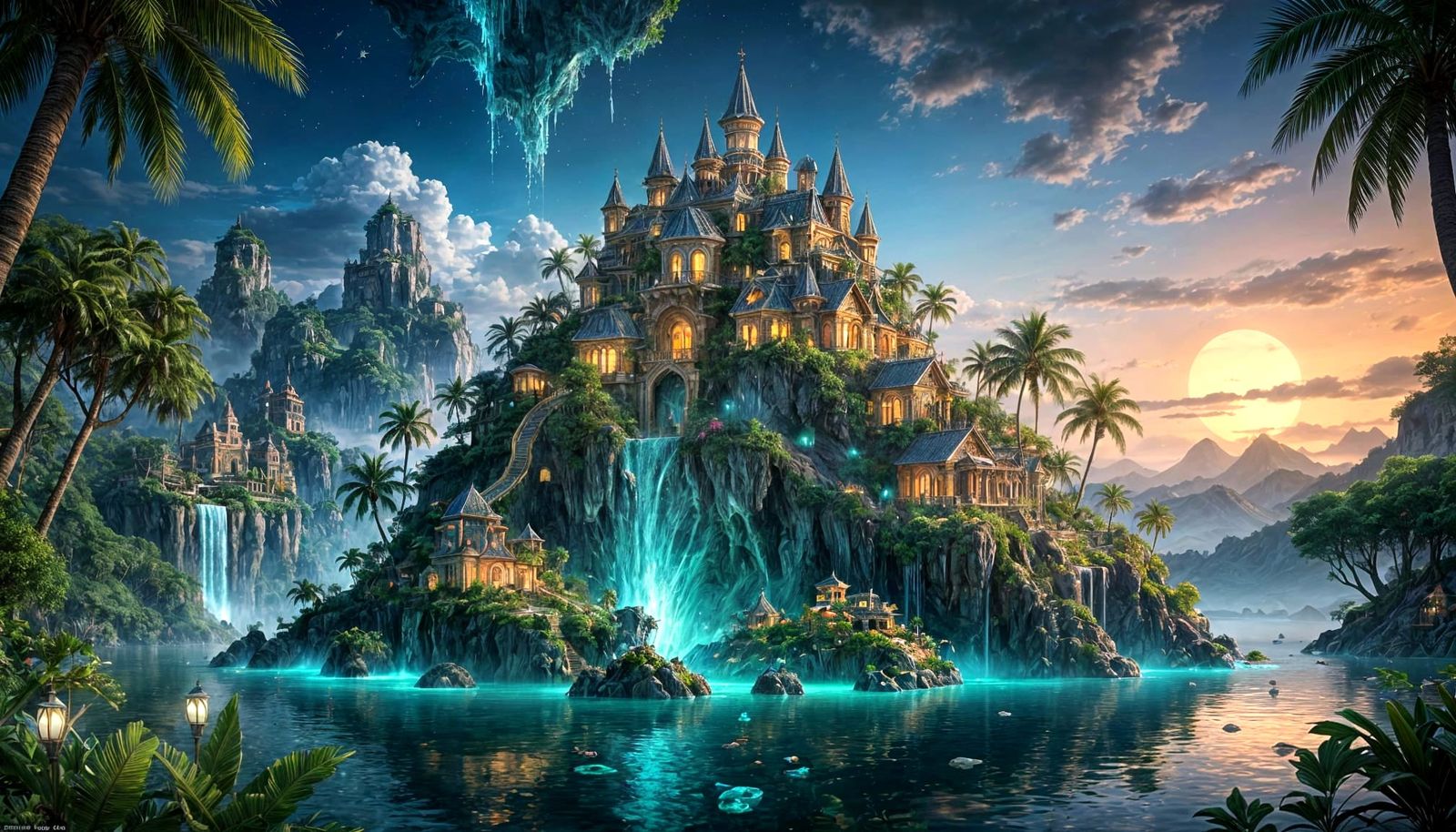 Floating Island City: A High-Fantasy Digital Illustration
