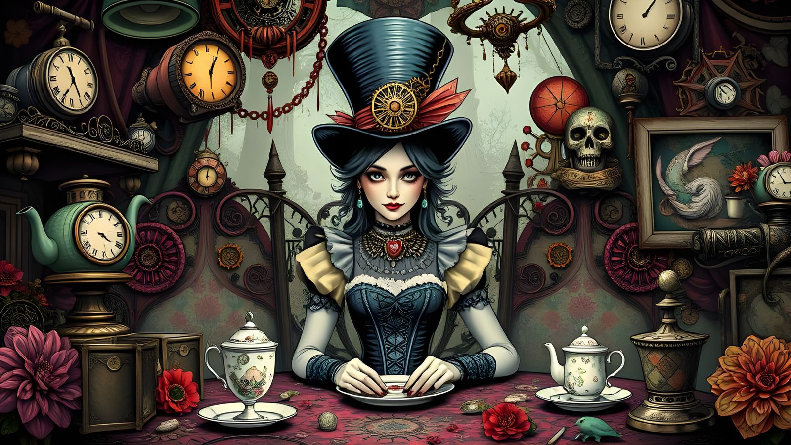 Alice's Dark Wonderland Tea Party, Grotesque Art