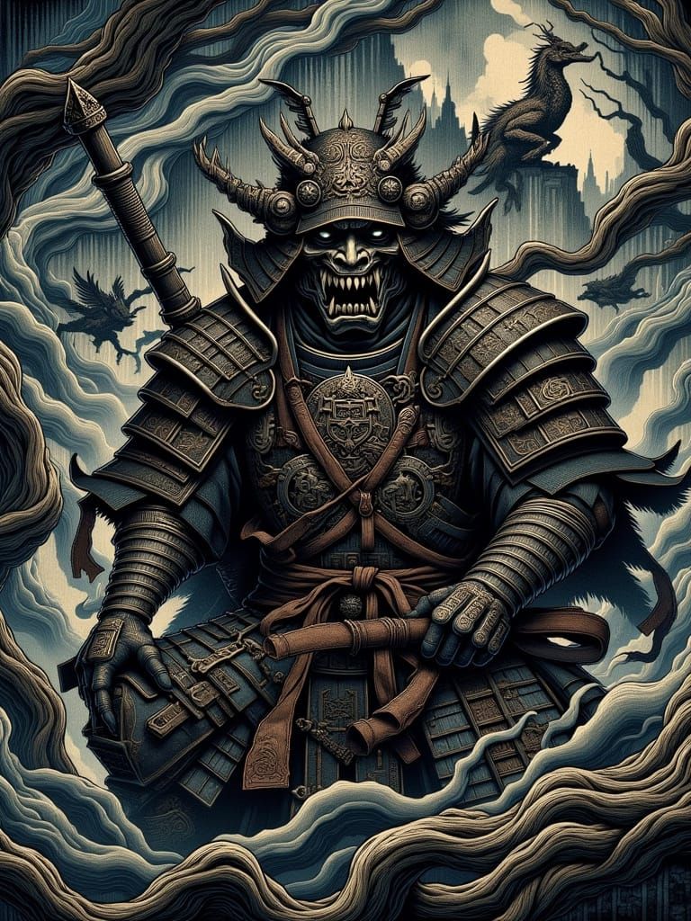 Brutish Reptilian Warrior with Tetsubo in Dark Fantasy