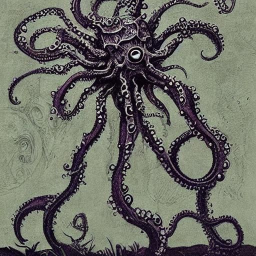 Eldritch Tentacle Flower Monster in Surreal Style