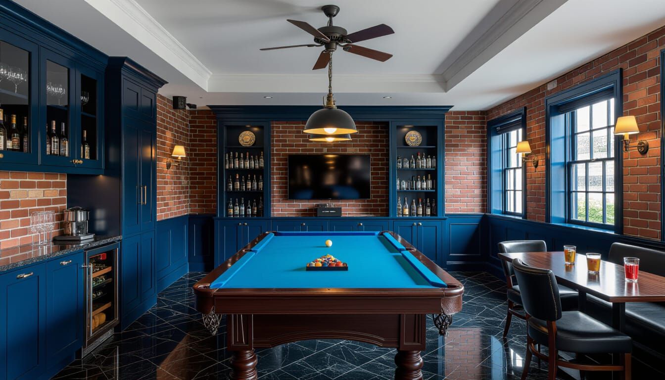 Victorian Billiards Room with Blue Baize Table