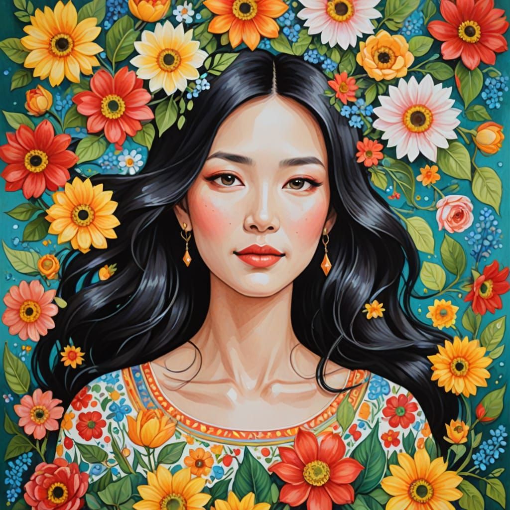 Ethereal Goddess of Kindness in Vibrant Gouache