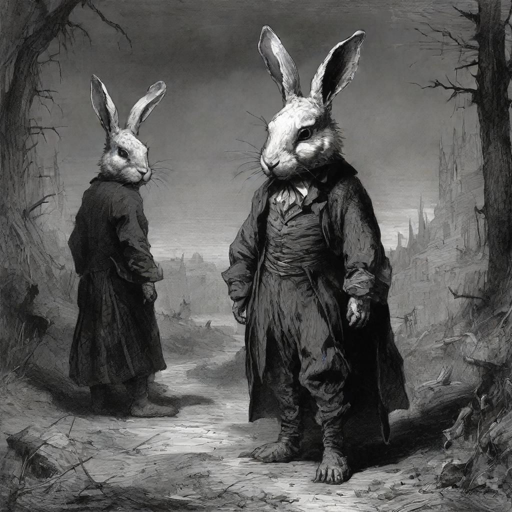Gothic Horror: Haunting Bunny Boy Illustration