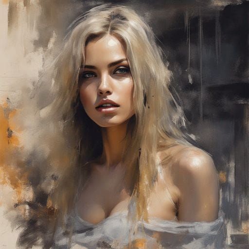 Stunning Model Portrait in Splash Art Style