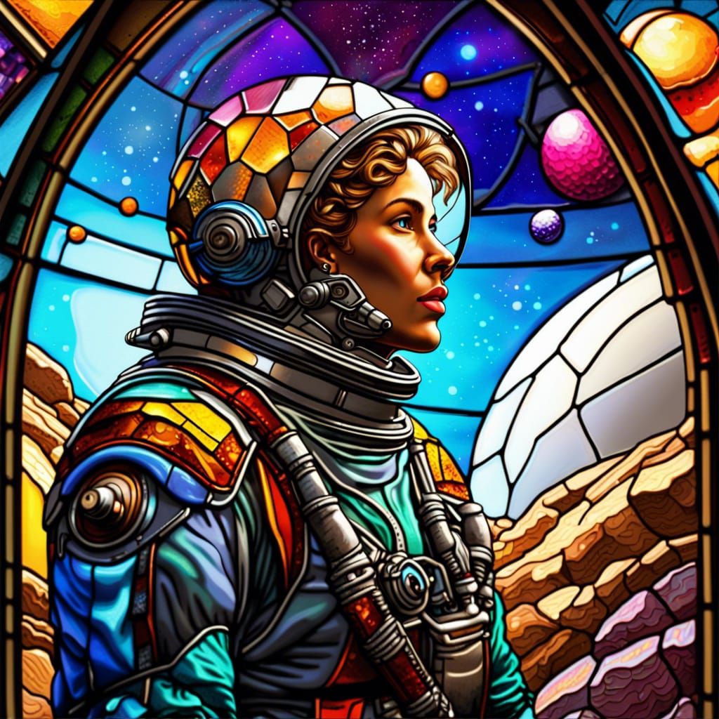 Stained Glass Space Explorer on Exotic Planet