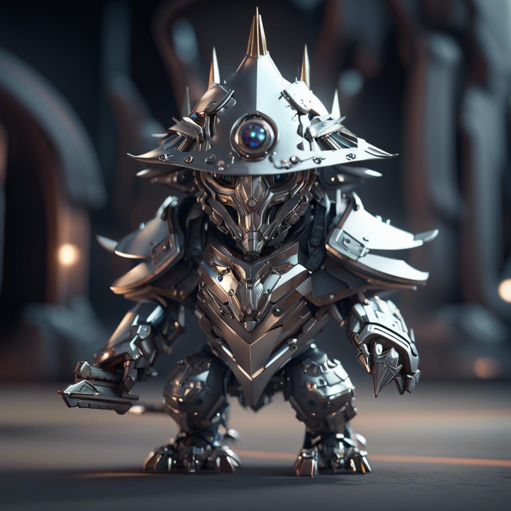 Futuristic Baby Wolf Warrior in Sci-Fi Armor