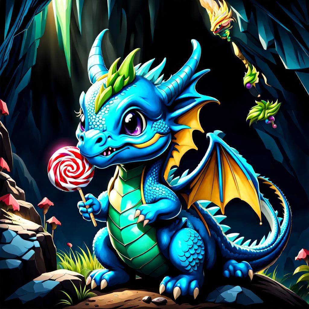 Baby dragons love lollipops