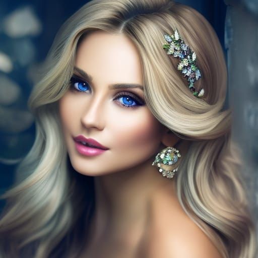 Portrait of a Beautiful Woman with Jewels