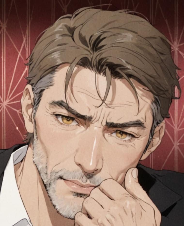 Elegant Professor with Piercing Eyes at a Gala