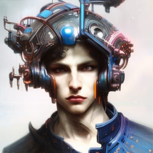 Cyberpunk Portrait of a Handsome Young Man