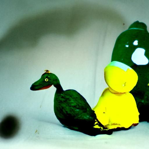 Green Duck Puppet with Yellow Beak