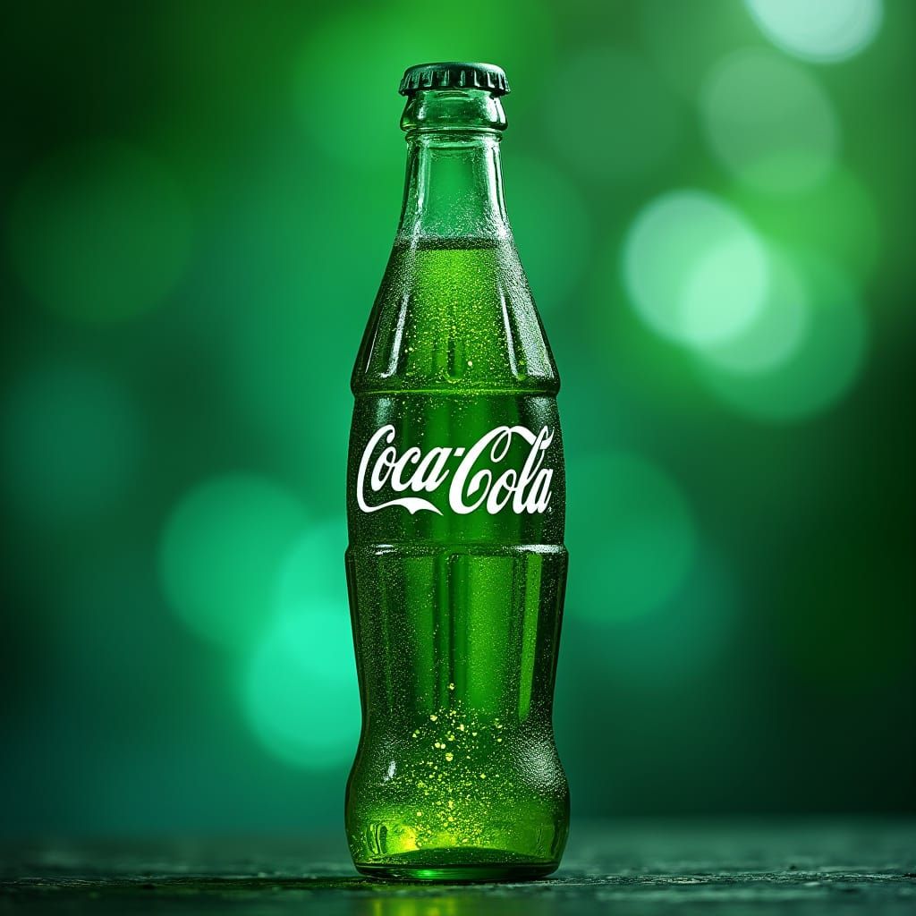Green Coca-Cola Bottle with Herbal Glow