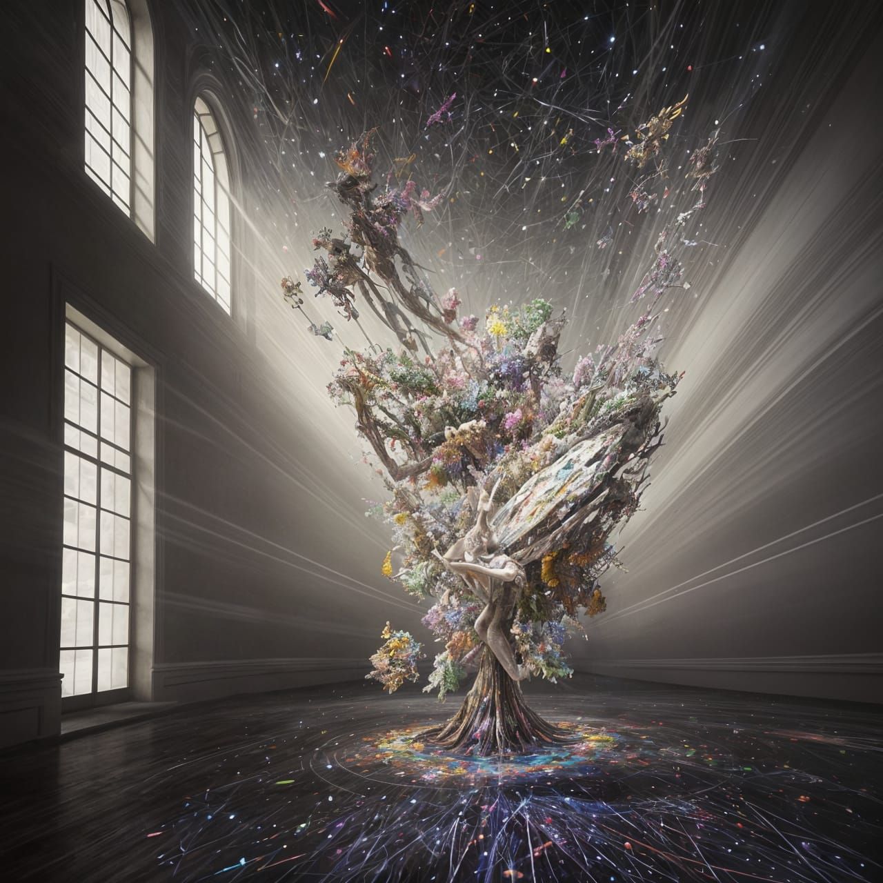 Surreal Museum Exhibit in Abstract Illusionism Style