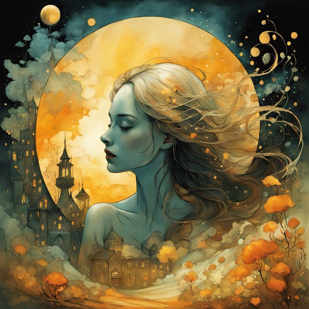 Surreal Dreamscape: Ghostly Lover Fades at Dawn