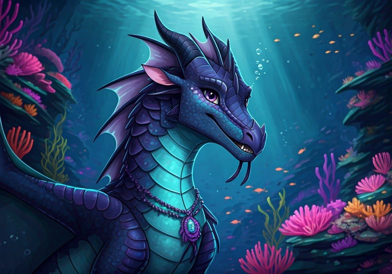Ethereal Seawing Dragon in Vibrant Underwater Scene