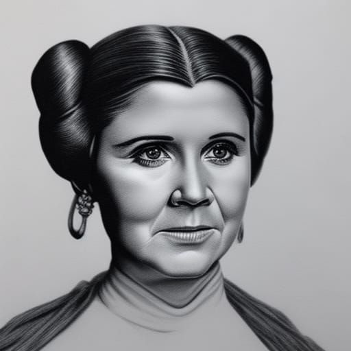 Princess Leia Portrait in Charcoal Style