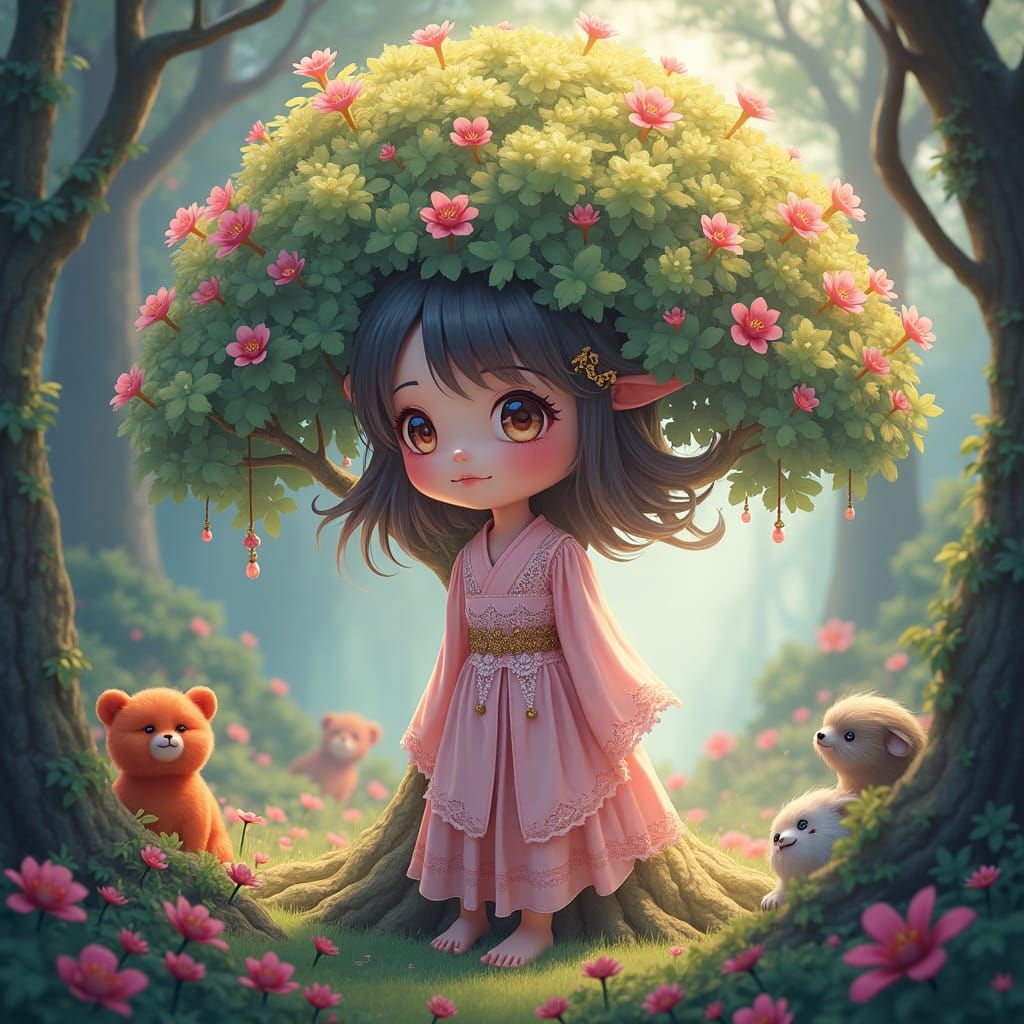 Anime Girl in Fantasy Setting, Digital Matte Painting