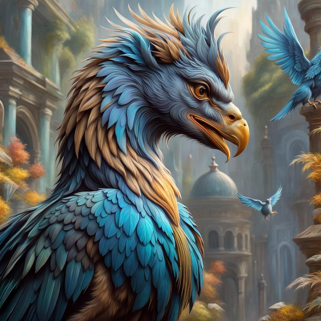 Mythological Griffin Creature in Dream Realm, Digital Art