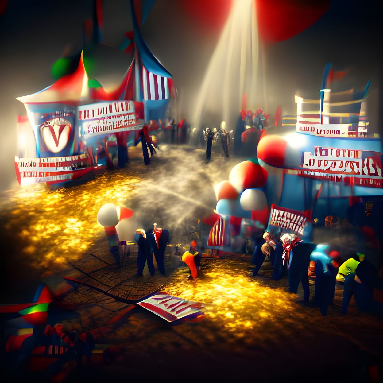Political Circus: 3D Photorealistic Illustration