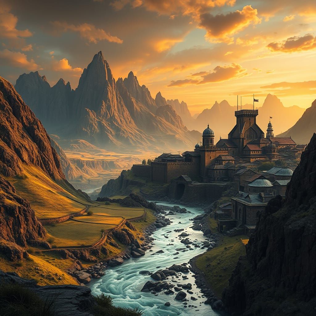 Zariathal at Dawn: Dystopian Valley Landscape