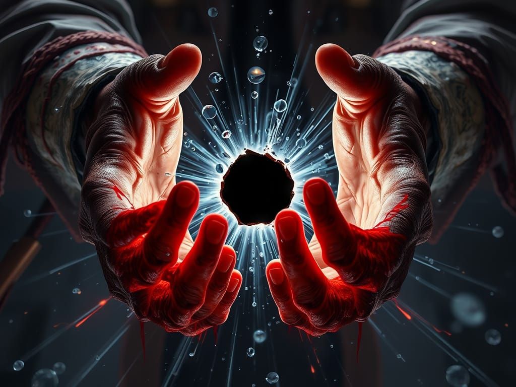 Hands Tear Apart a Black Hole: Dark Fantasy