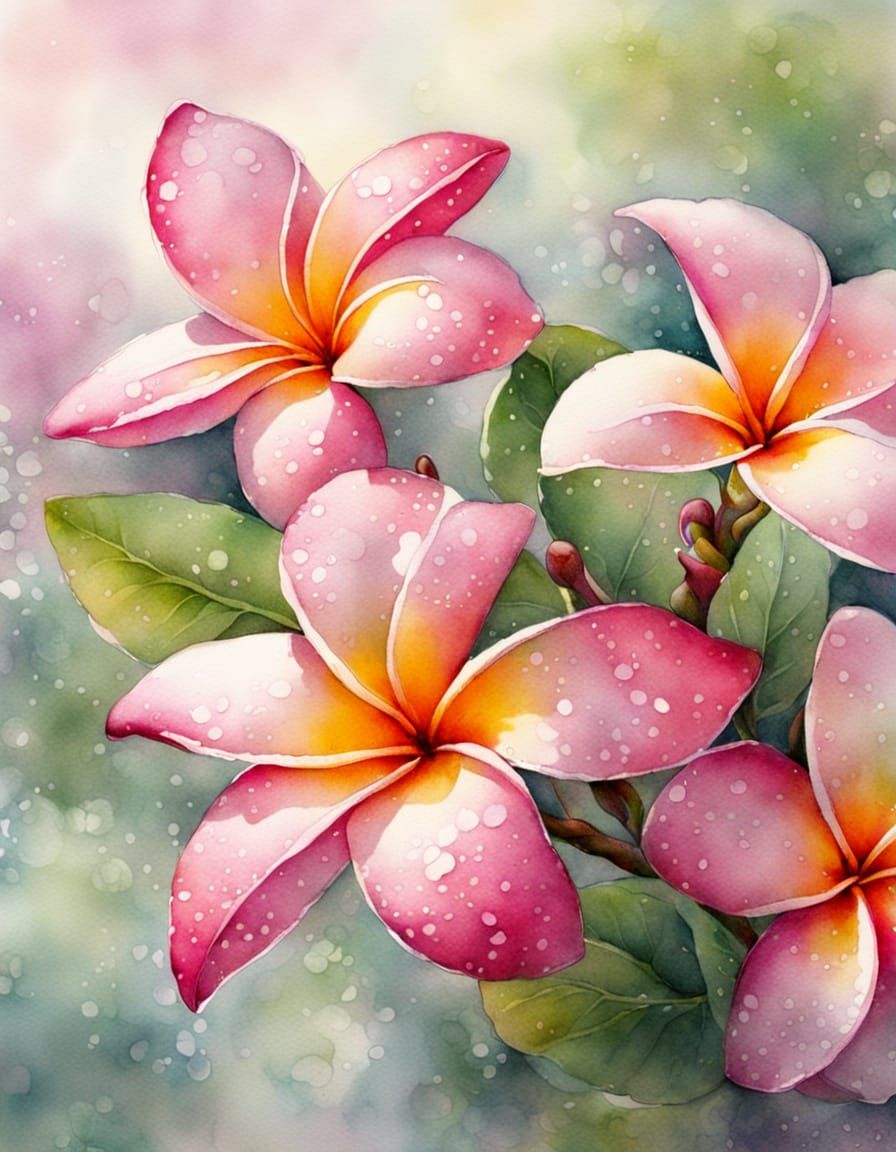 Ethereal Pink Plumeria Macro Closeup