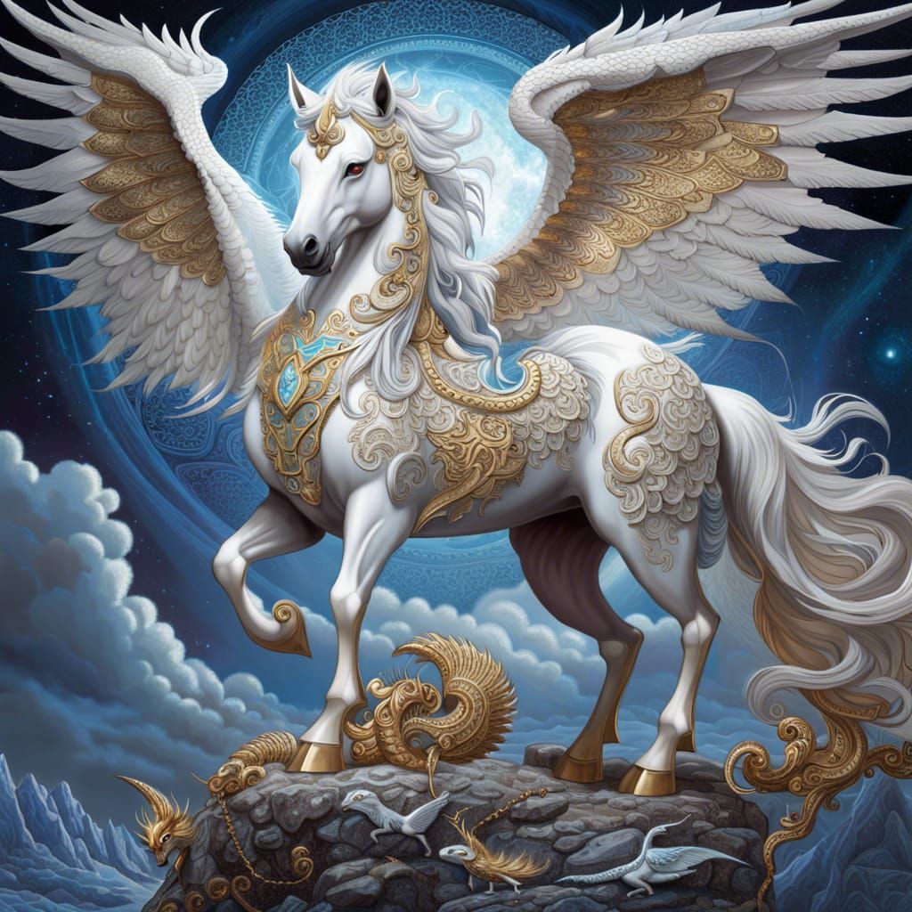 Heavenly Astral Dragon Horse Fantasy Portrait