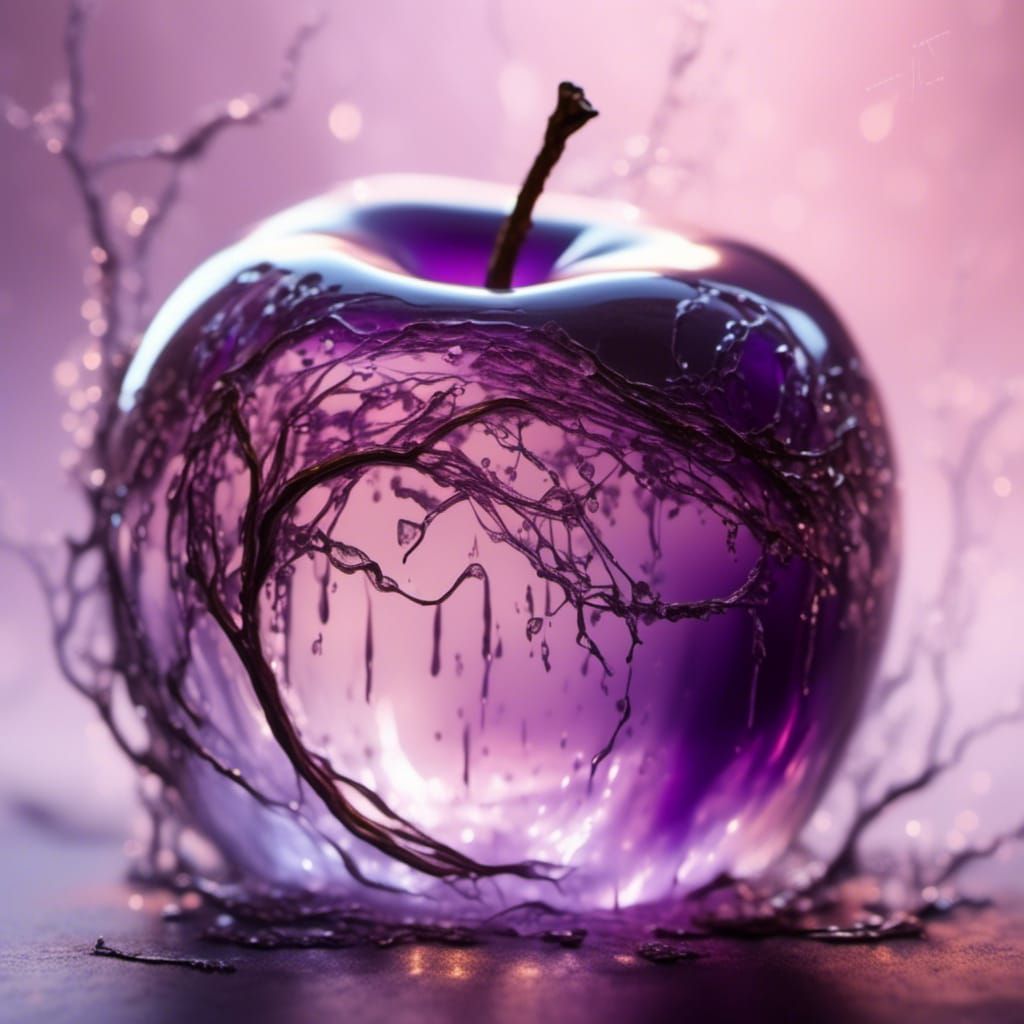 Enchanted Glass Apple with Smoke Tendrils