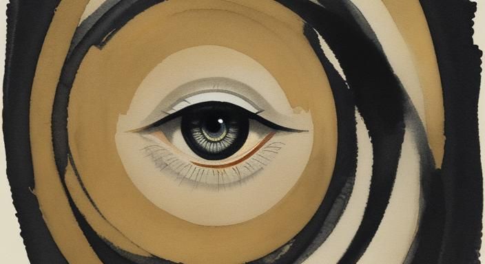 All-Seeing Eye in Washed Ink and Watercolor