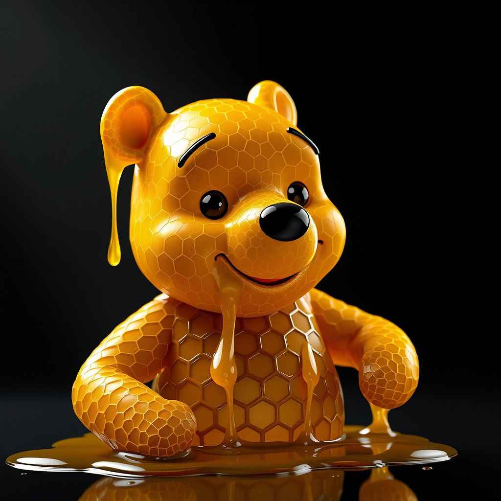 Honeycomb Pooh: Hyper-Realistic 3D Honey Bear