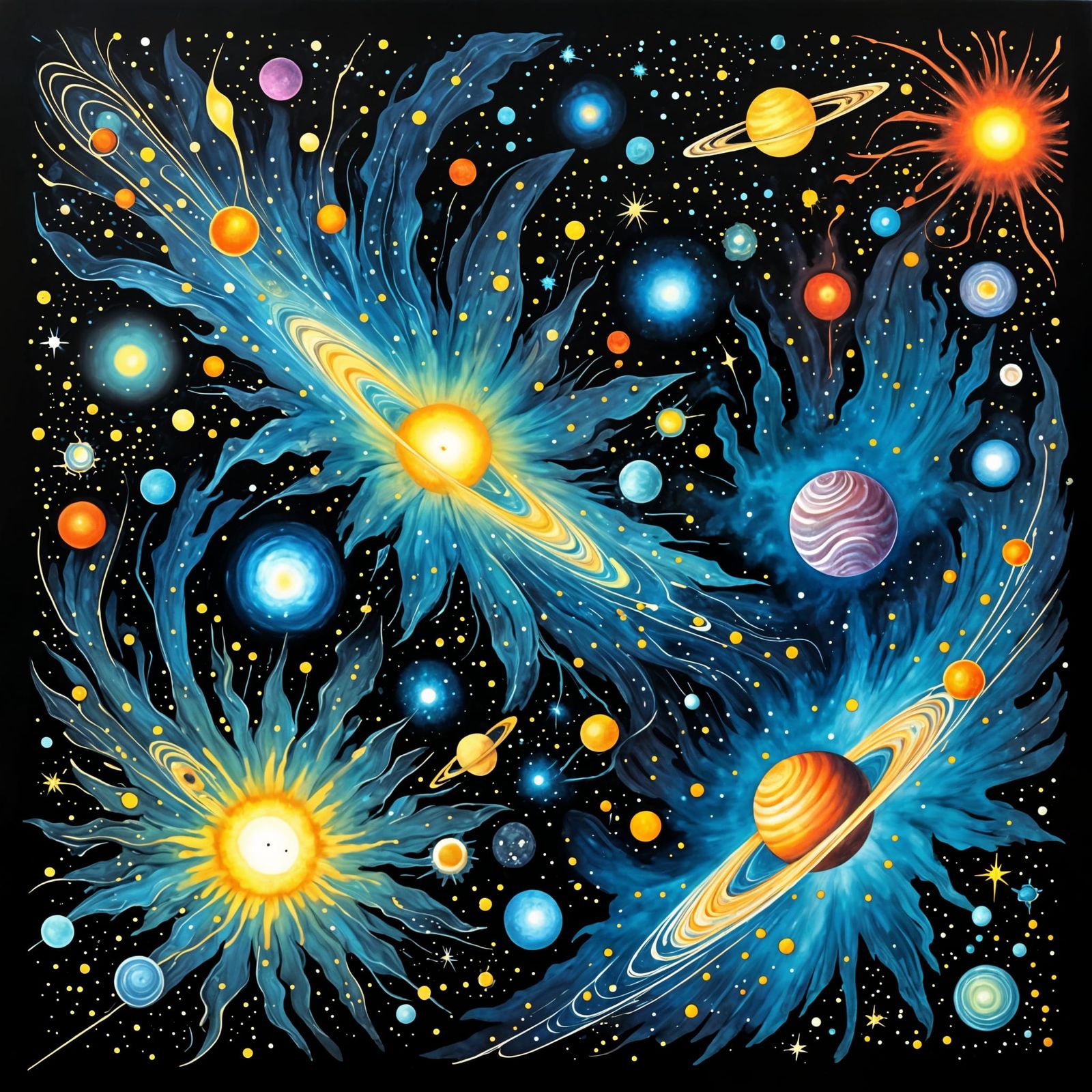 Biomorphic Abstract Galaxies and Nebulae Drawing