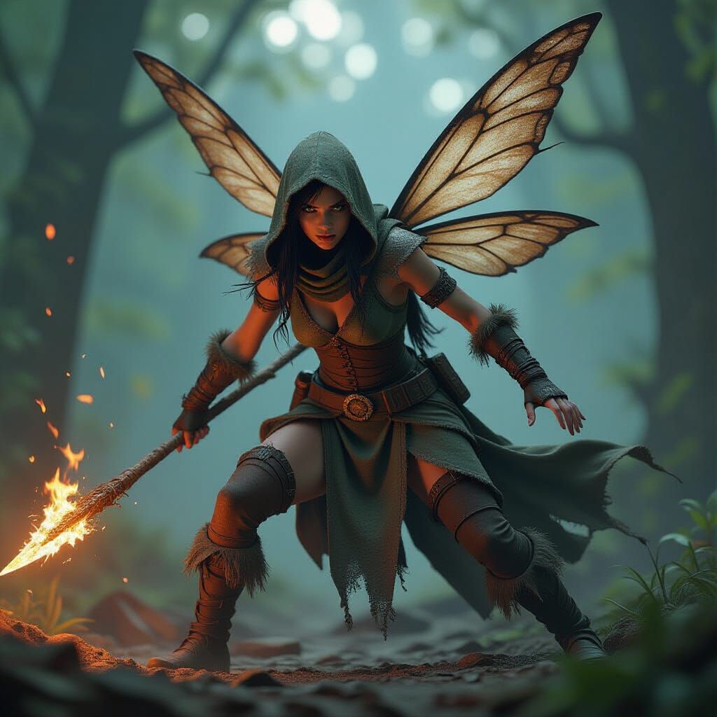 Fierce Fairy Warrior in Dark Fantasy Style